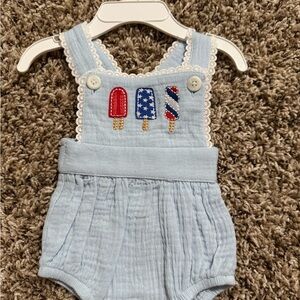 Blue and Red Bodysuit with Popsicle Appliqué